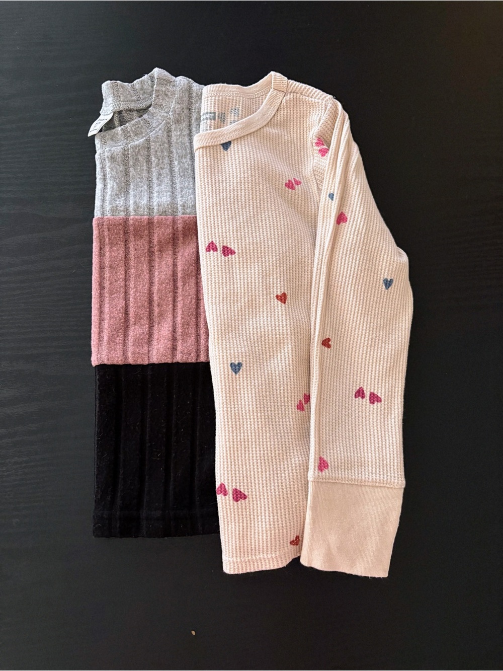 Kids 2 Pack Ribbed Colorblock Knit Top & Gray/Dusty Rose Long Sleeve
